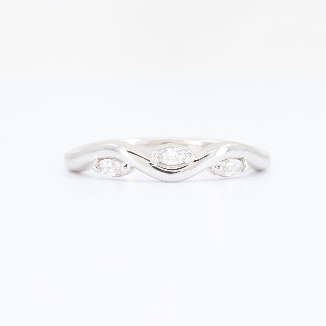 Wavy Marquise Diamond Ring, 0.11cttw in 14K White Gold - Kizer Cummings Custom Jewelers