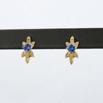 Load image into Gallery viewer, Leaf Spray Sapphire Stud Earrings in Yellow Gold
