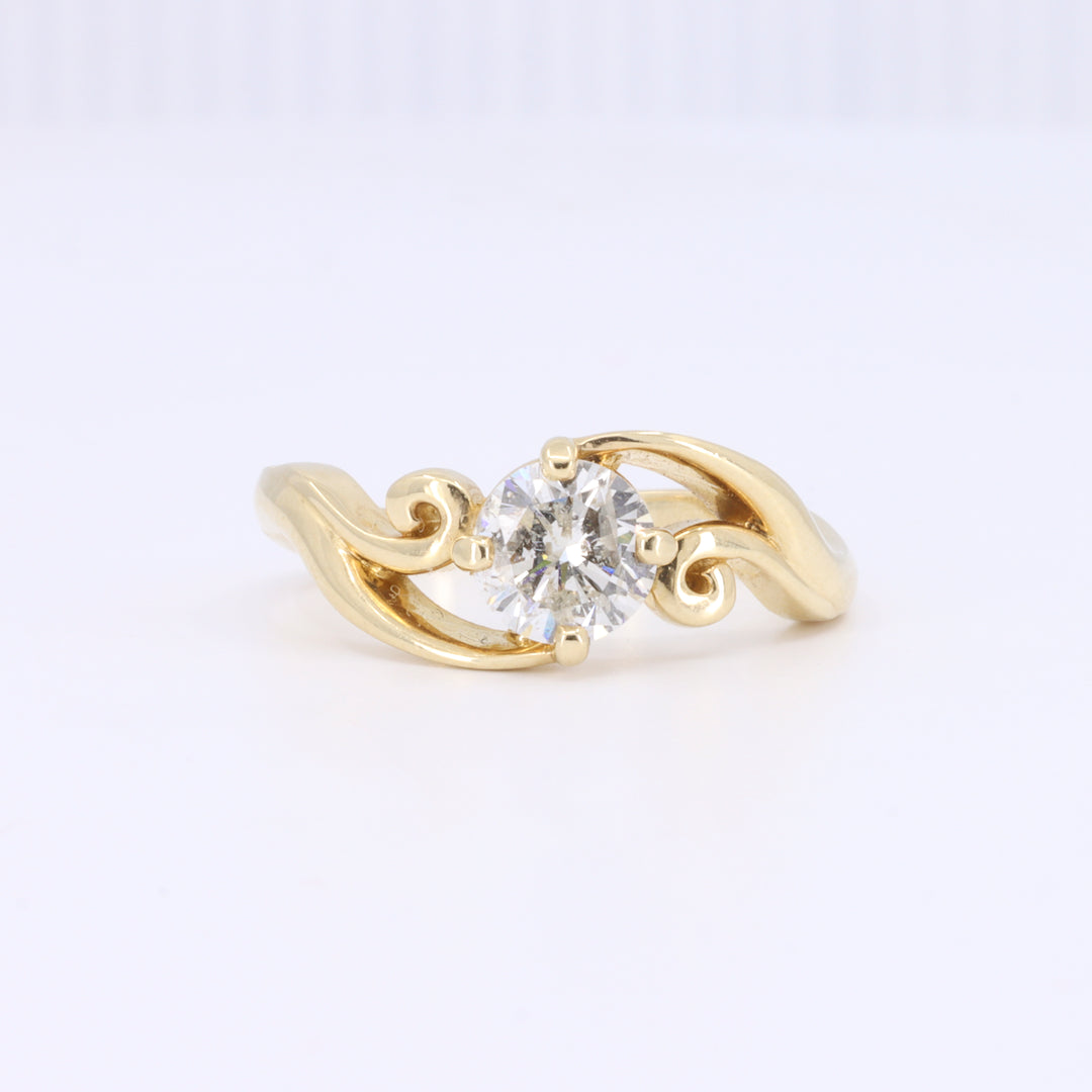 Swirl Solitaire Engagement Ring in Yellow Gold