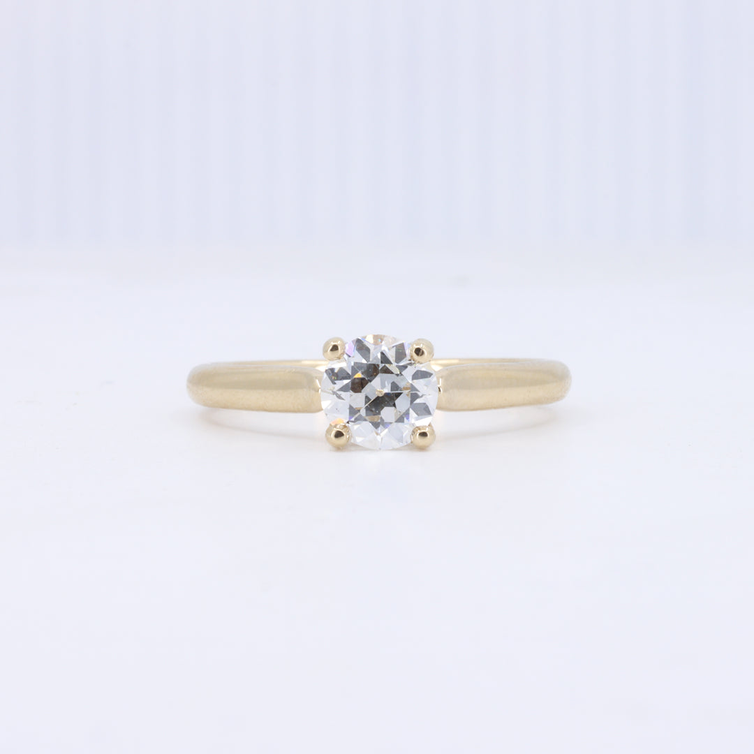 Old European Cut Diamond Solitaire Engagement Ring in 14K Yellow Gold