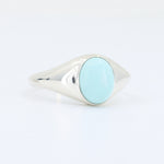 Load image into Gallery viewer, Mexican Turquoise Cabochon Signet Ring, 2.20ct in Sterling Silver