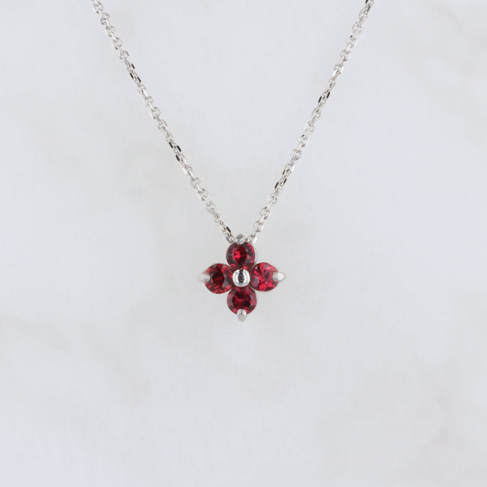 Quatrefoil Ruby Pendant Set in 14KT White Gold