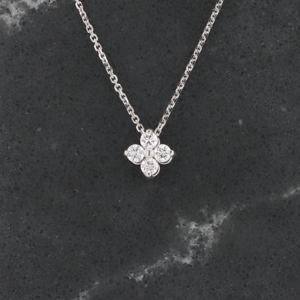 Quatrefoil Diamond Pendant in White Gold