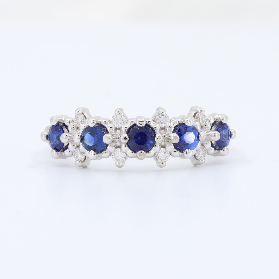 Sapphire and Diamond Ring, 0.60cttw Sapphire with 0.13cttw Diamonds in 14K White Gold