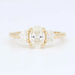 Load image into Gallery viewer, Oval Three Stone Diamond Engagement Ring, 0.81ct G SI1  Center 0.38cttw Trim in 14K Yellow Gold - Kizer Cummings Jewelers