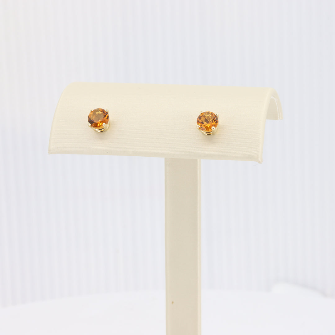 14K Yellow Gold Citrine Stud Earrings