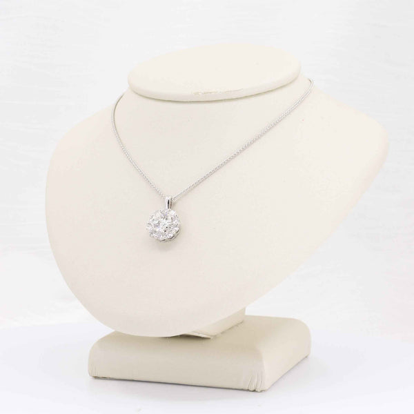 Diamond Halo Pendant, 1.03ct Center with 0.62cttw Halo in 14K White Gold, 18 inch Chain - Kizer Cummings Jewelers