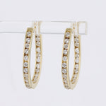 Load image into Gallery viewer, Estate Diamond Elongated Hoops in Yellow Gold
