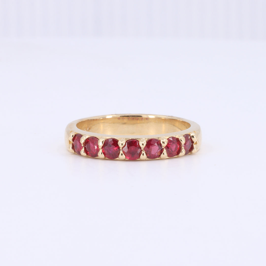 Seven Stone Ruby Band in Yellow Gold
