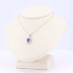 Load image into Gallery viewer, Sapphire and Diamond Halo Pendant in White Gold
