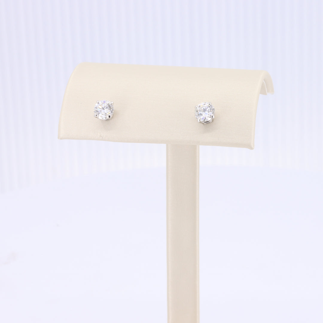 Diamond Stud Earrings in White Gold - 1.06cttw