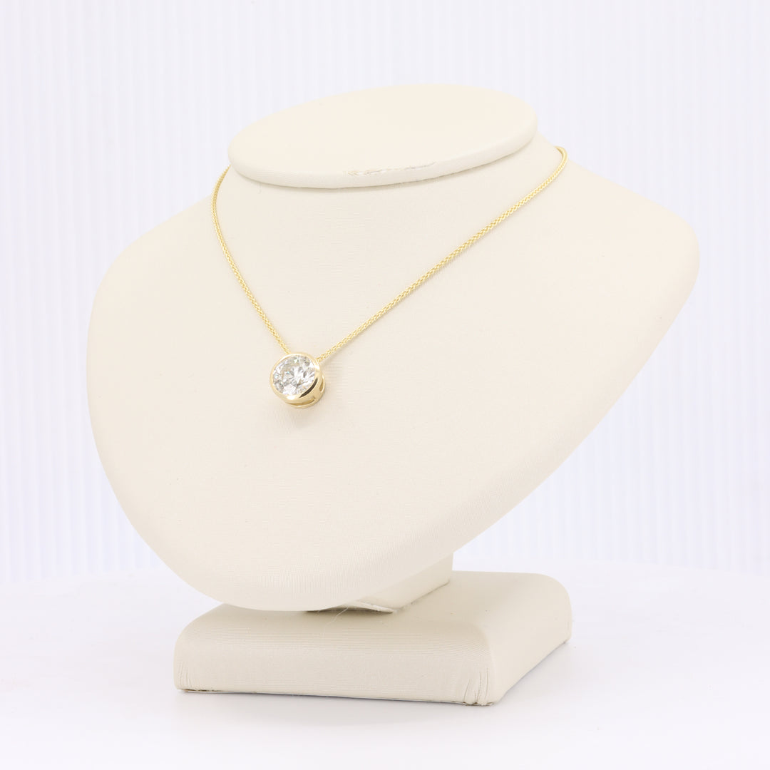 Bezel Set Diamond Slide Pendant in Yellow Gold -2.06ct