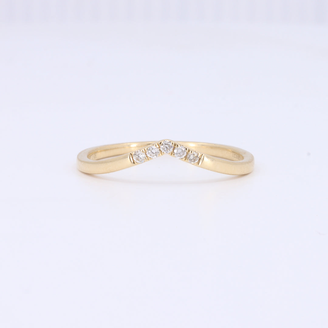 Chevron Diamond Stackable Ring in Yellow Gold